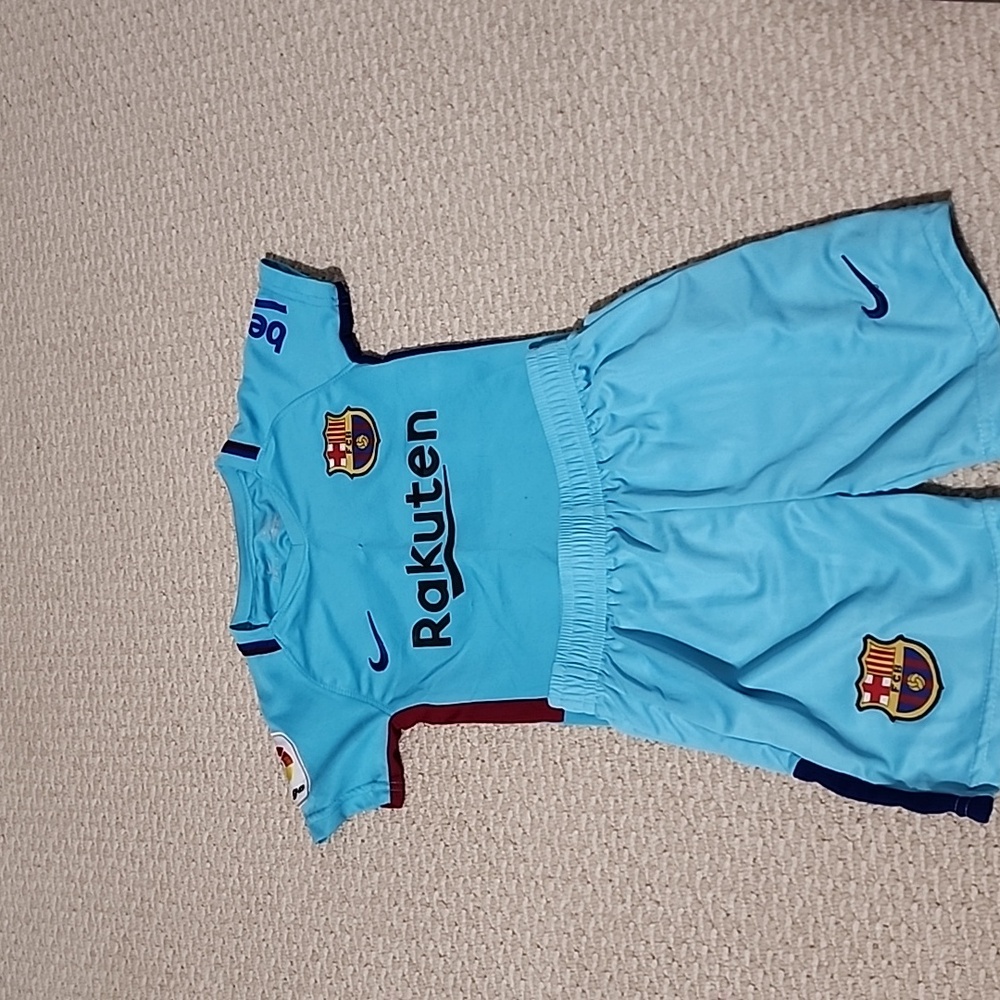 Matching soccer jersey and shorts